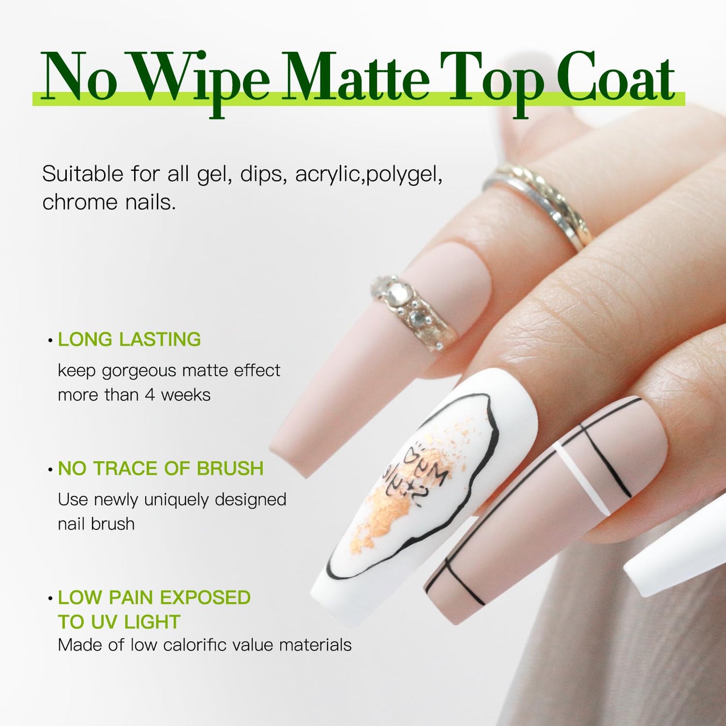 Double Rhythm 15ML No Wipe Gel Top Coat Base Coat Iridescent Glitter Shimmer 2 in 1 Nail Polish Soak Off Manicure DIY Home Salon (Matte Top Coat)-Velvo Beauty