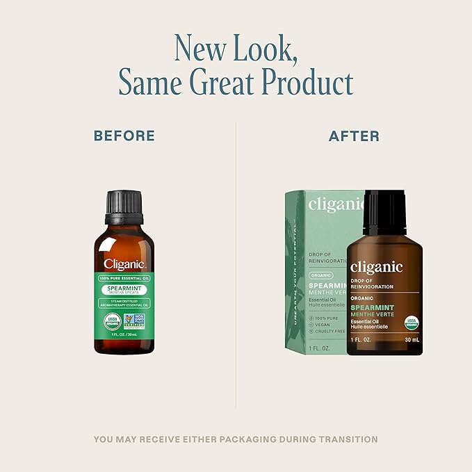 Cliganic Organic Spearmint Essential Oil, 1oz - 100% Pure Natural Undiluted, for Aromatherapy | Non-GMO-Velvo Beauty