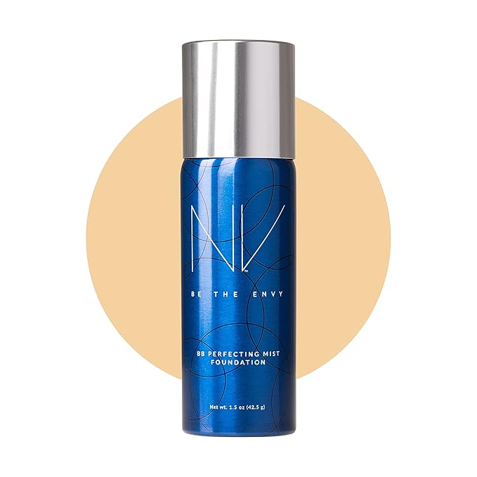 NV BB Perfecting Mist Foundation Buildable Coverage Professional Airbrush Makeup with Plant-based Stem Cell Polypeptides, Vitamins A, D, E and Aloe, 1.5 ounces, Warm Sand-Velvo Beauty