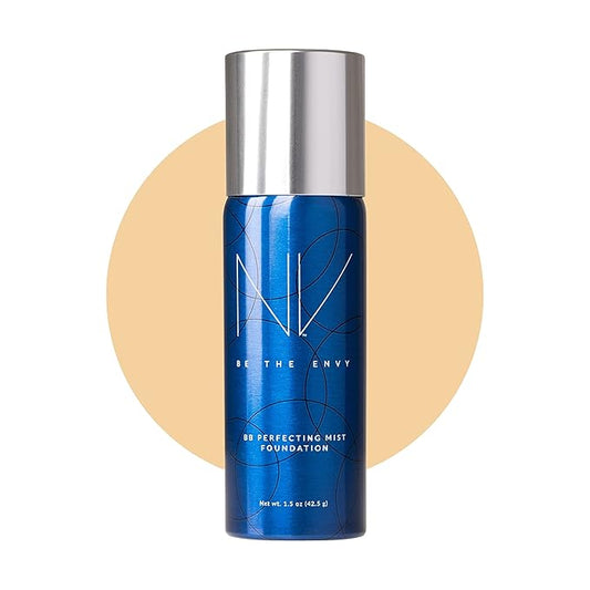 NV BB Perfecting Mist Foundation Buildable Coverage Professional Airbrush Makeup with Plant-based Stem Cell Polypeptides, Vitamins A, D, E and Aloe, 1.5 ounces, Warm Sand-Velvo Beauty