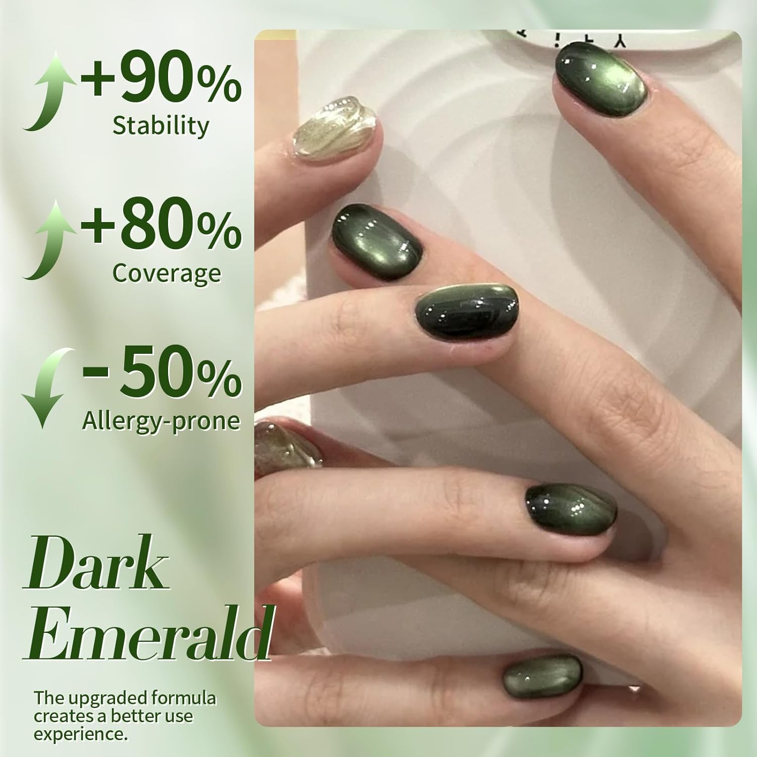 BORN PRETTY Cat Magnetic Eye Gel Nail Polish,Dark Emerald Jelly Glass Magnetic Gel Polish,Green Glitter Soak Off Nail Art Salon Manicure Home Gift 15ml-Velvo Beauty