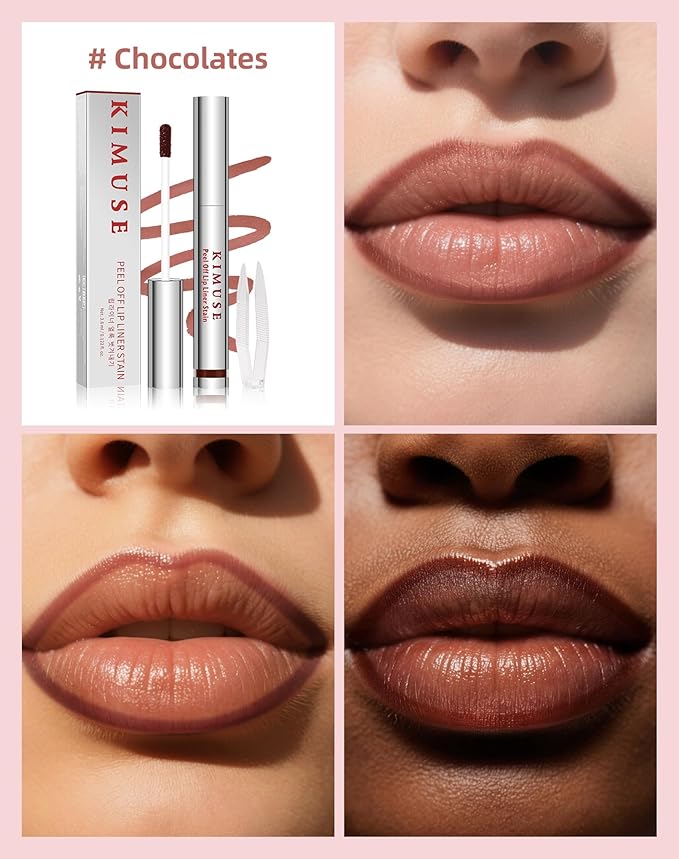 KIMUSE Peel Off Lip Stain, Long Lasting Lip Stain Peel Off with Tweezer, Waterproof Lip Liner Stain, Transfer-Proof, Highly Pigmented Color, Matte Finish-Velvo Beauty