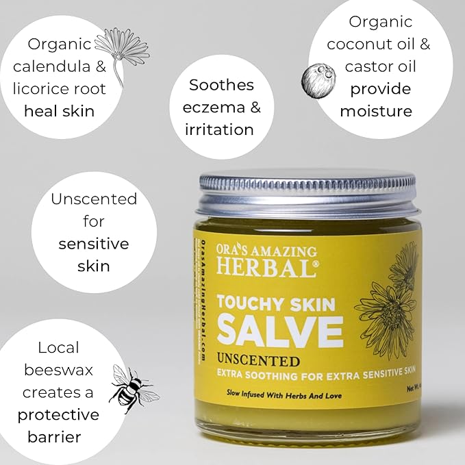 Ora's Amazing Herbal Unscented Moisturizer Travel Set, Touchy Skin Salve, Unscented Body Butter & Body Oil Set, Travel Size, Eczema and Senstivie Skin-Velvo Beauty