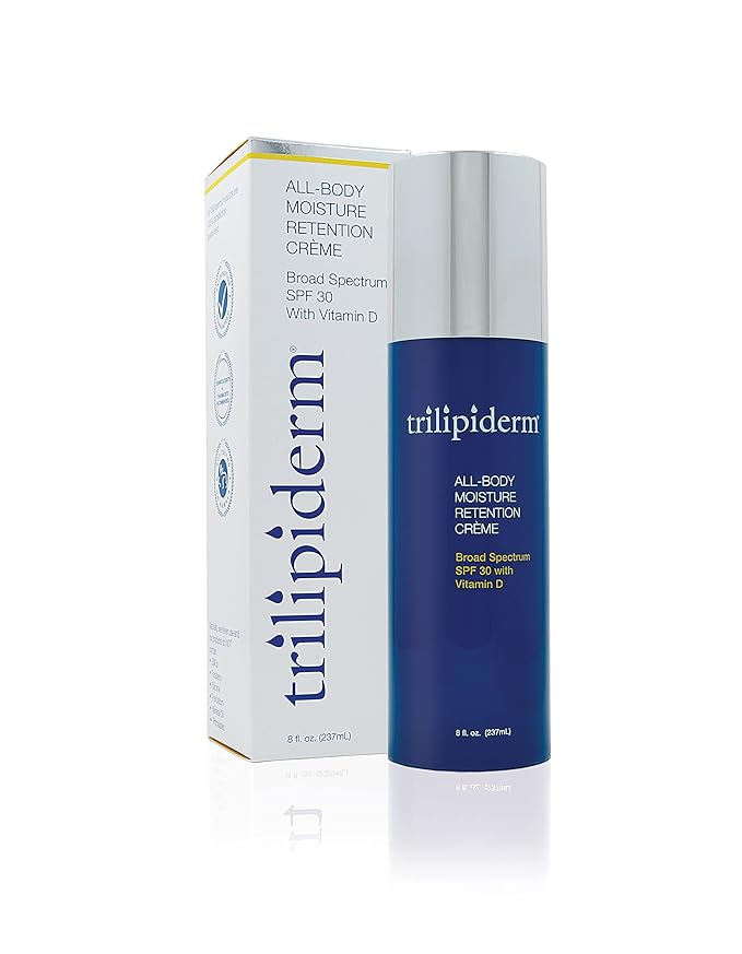 Trilipiderm Moisturizing Sunblock 8oz All Day Hydration for Body and Face, Vitamin D Enriched Broad Spectrum Sunscreen, Two Pack-Velvo Beauty