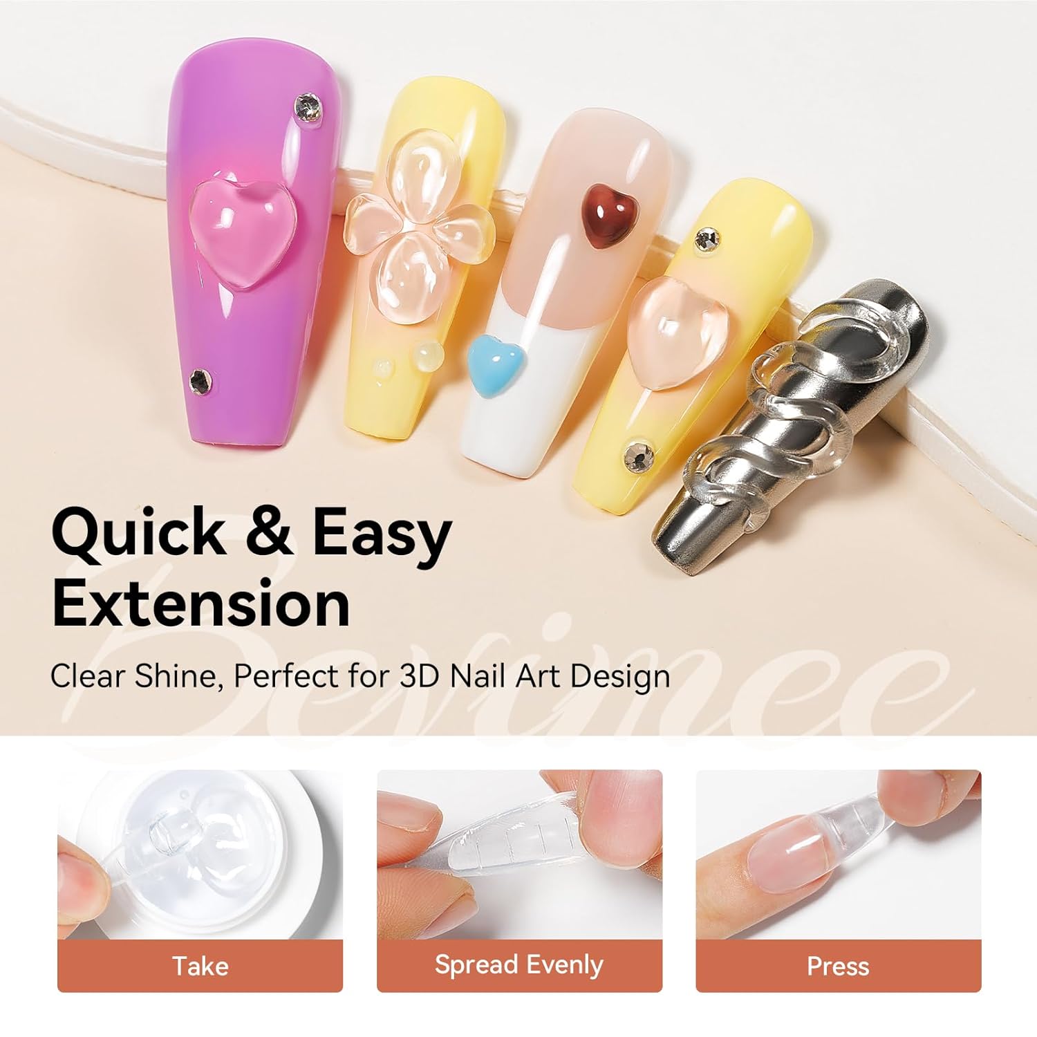 Solid Builder Gel and 15g Rhinestones Glue, Sculpting Gel for Nail Art Clear Non-Stick Hand For Modeling, Sculpture, Nails Extension UV/Led Manicure DIY At Home-Velvo Beauty