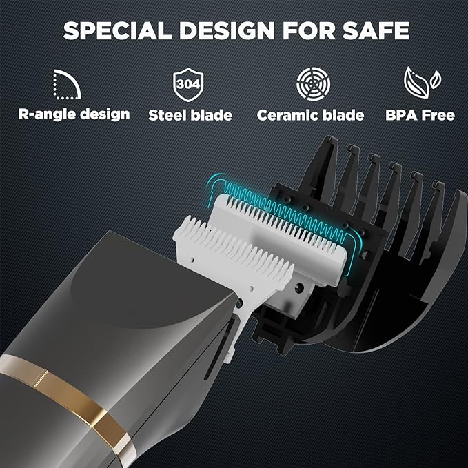 AREYZIN Body Hair Trimmer for Women Electric Body Shaver for Back Chest Armpit Legs Pubic Hair, USB Rechargeable, Replaceable Snap-in Ceramic Blades, IP7X Waterproof for Wet and Dry Use,Gray&Gold-Velvo Beauty