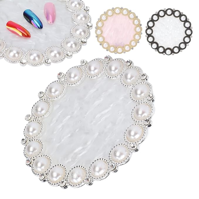 Polish Mix Palette, Resin Nail Art Display Board Cosmetic Nail Mixing Palette Color Mixing Nail Art Tips Display Plate(Silver)-Velvo Beauty