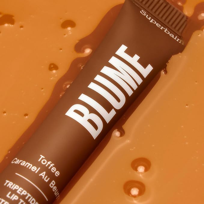 Blume Tri-Peptide Toffee Soft Brown Tinted Lip Balm - Superbalm Lip Moisturizer with Shea Butter and Squalane to Deeply Hydrate & Heal Dry, Cracked Lips - Cruelty Free & Vegan Lip Plumper (0.4 Fl Oz)-Velvo Beauty