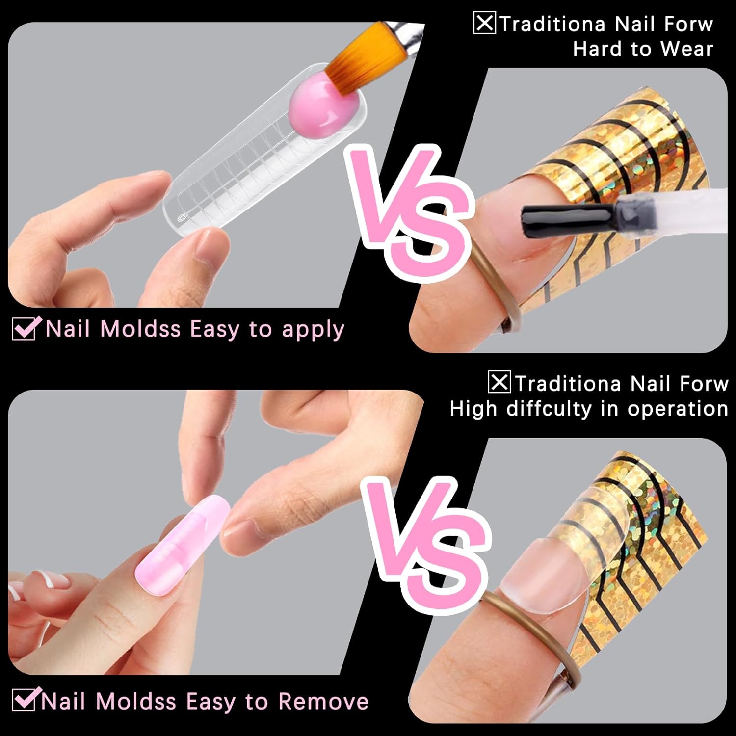 120 Pcs Poly Extension Gel Dual Nail Forms Nail Molds With Scale Builder Coffin Nail for Gel Manicure Nail Art Design Salon DIY at Home (Long Dual Nail Forms Set)-Velvo Beauty