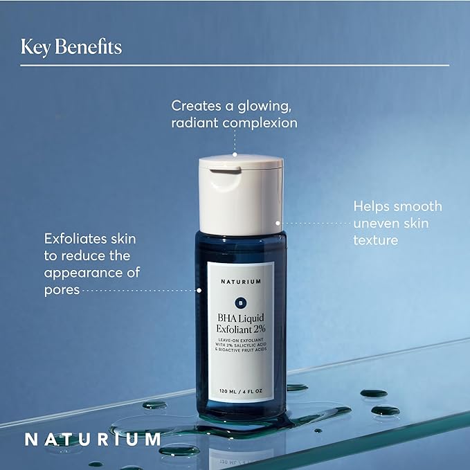 Naturium BHA Liquid Exfoliant 2%, Leave-on Face & Skin Care Exfoliating Pore Treatment, with Salicylic Acid & Bioactive Fruit Acids, Packaging May Vary, 4 oz-Velvo Beauty