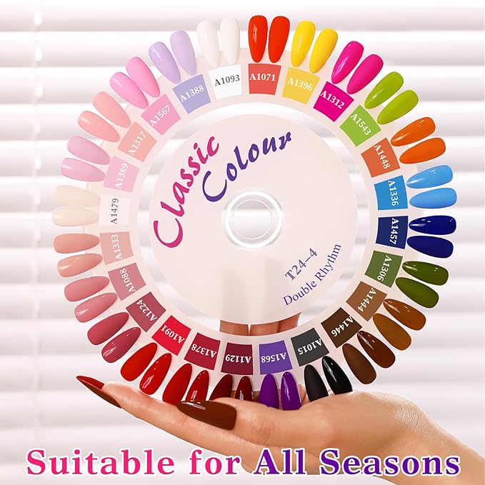 Double Rhythm 28Pcs 0.5Oz Gel Nail Polish Set Same Color Same Bottle Soak Off Gel Polish Kit Nail Art Manicure Salon DIY at Home for Women (Red Pink Collection-T24-4)-Velvo Beauty