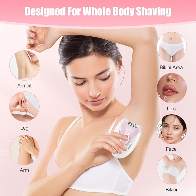 Epilator for Women, Epilators with LED Light, Dual Speed Hair Removal Device, Facial Hair Removal Women, Cordless, Epilators Hair Removal Rechargeable, for Epilator Bikini, Face, Arm, Legs, Armpits-Velvo Beauty