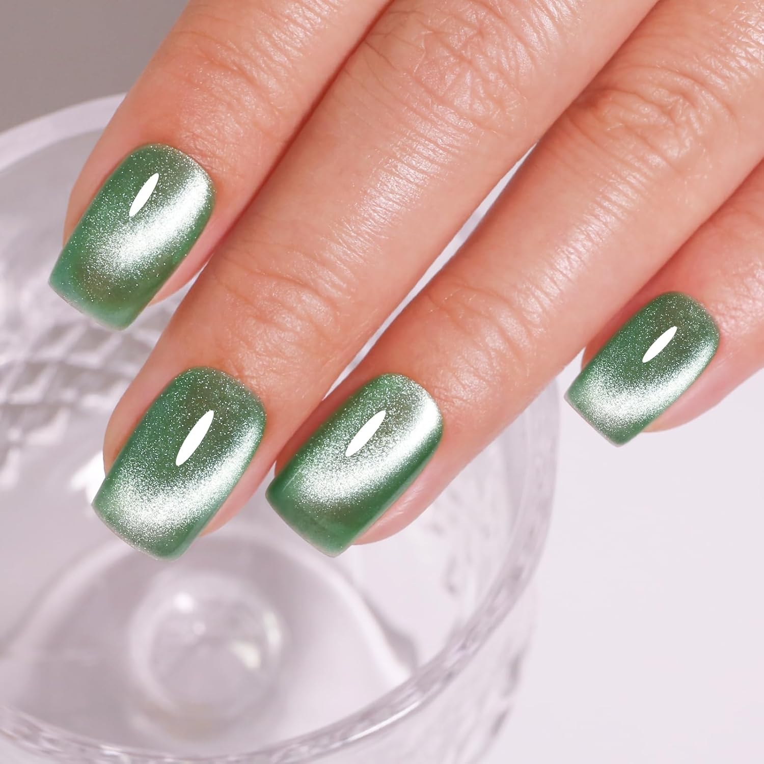 Imtiti Cat Eye Gel Nail Polish, Spring Green Holographic Magnetic Crystal Nail Gel Polish With Magnet Glittery Galaxy Spring Summer Kit Soak Off UV Led 10ML-Velvo Beauty