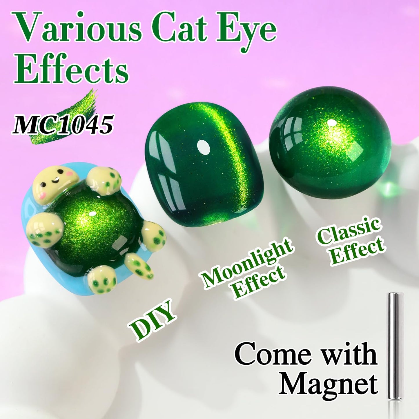 Double Rhythm Cat Eye Gel Polish with Magnet 15ML Holographic Glitter Shimmer Translucent Sheer Color Glass Magnetic Gel Polish Salon DIY at Home (Dark Green-MC1045)-Velvo Beauty