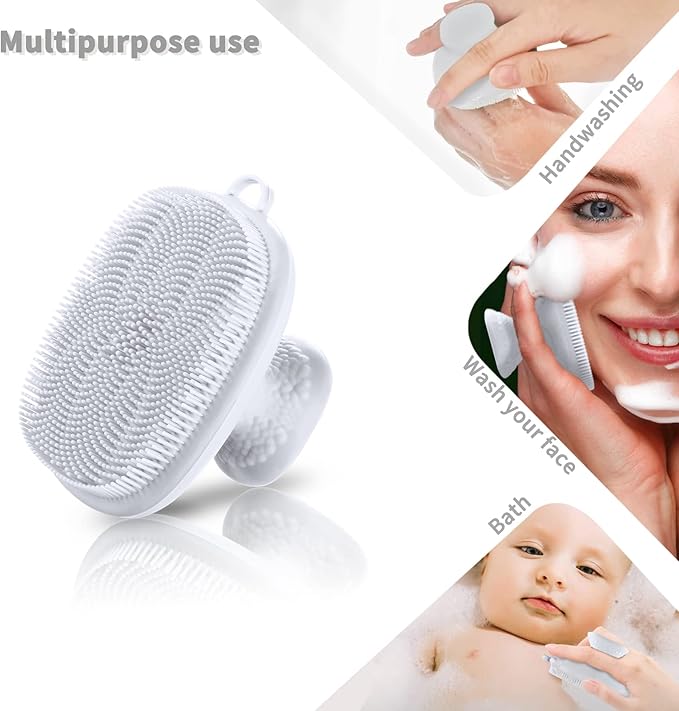 VWMYQ Silicone Face Scrubber for Men Facial Cleansing Brush Silicone Face Wash Brush Manual Waterproof Cleansing Skin Care Face Brushes for Cleansing and Exfoliating (White)-Velvo Beauty