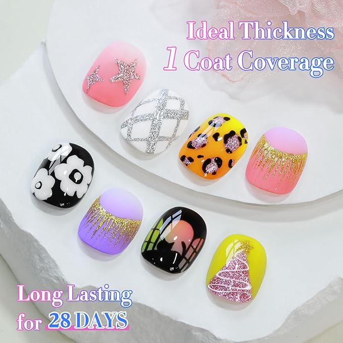 Double Rhythm 6 Pcs 15 ML Gel Liner Polish Nail Art Set Chrome Metallic Glitter Soak Off Gel Polish Kit Nail Art Manicure Salon DIY at Home for Women (Gold Silver Black White-T6-52)-Velvo Beauty