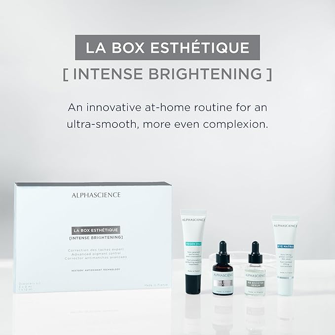 ALPHASCIENCE La Box Esthetique [Intense Brightening] Discovery Kit - MELA BRIGHT [C+], REGEN [HX], HA BOOSTER, & EYE MATRIX - Helps Reduce Look of Dark Spots & Scars - Moisturizing & Soothes - 1 Kit-Velvo Beauty