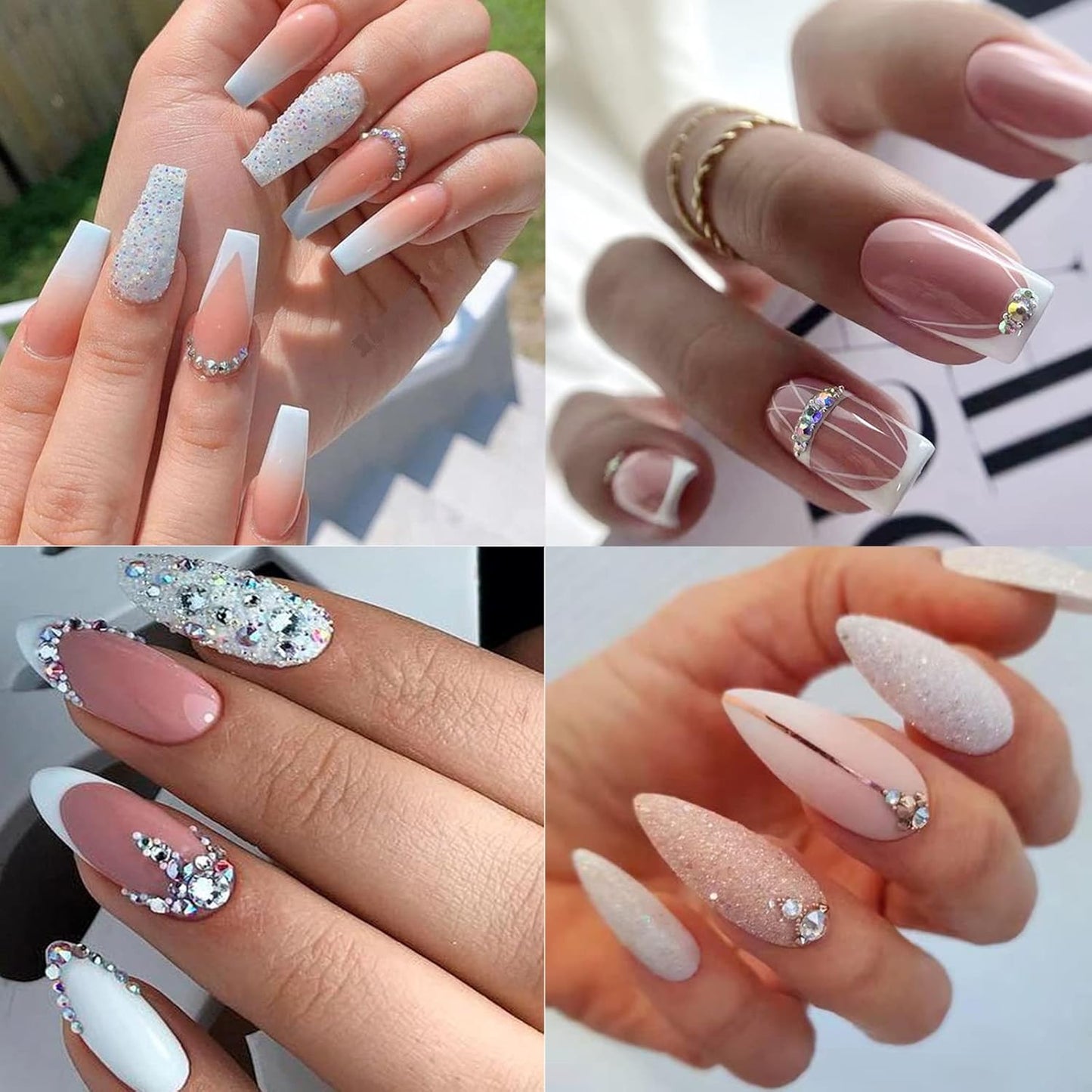 Nail Art Pearls Rhinestones with Glue Gel White Flatback Pearls Luxurious Nail Charms Supplies Accessories Colorful Nails Rhinestones Gems Jewelry for Women Nails Design-Velvo Beauty