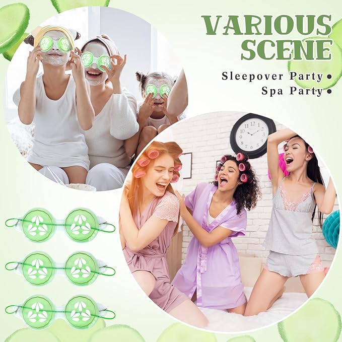 12 Pcs Cucumber Eye Pads Gel Eye Masks Cooling Heating Eye Pads Spa Party Favors Sleepover Party Slumber Party Supplies-Velvo Beauty