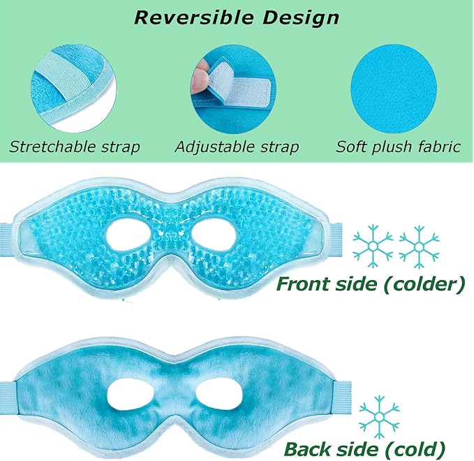 2PCS Gel Eye Mask, Reusable Hot Cold Therapy Eye Mask, for Puffy Eyes, Dark Circles, Headaches, Migraine, Stress Relief-Velvo Beauty