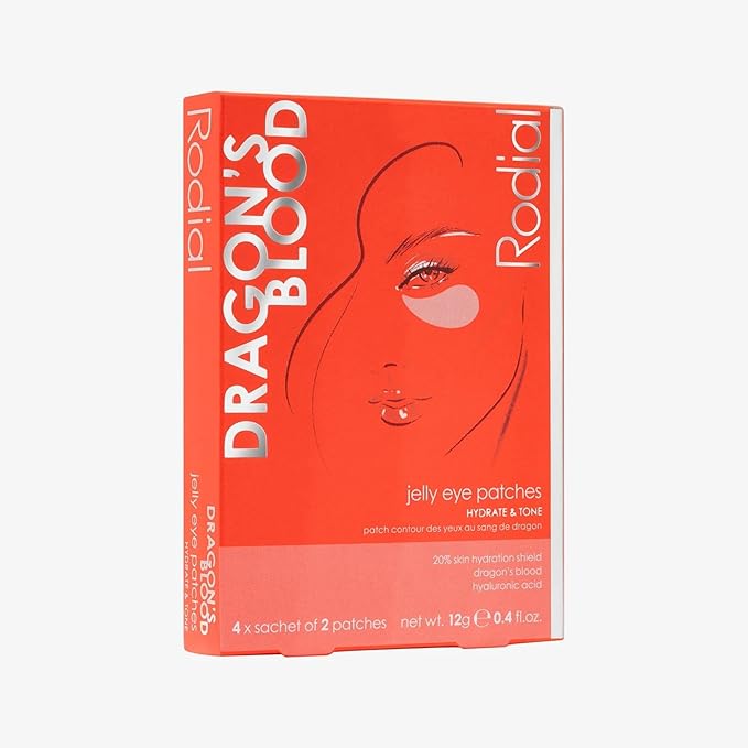 Rodial Dragon's Blood Jelly Eye Patches (4 Sachets), Elisticity and Firmness, Hyaluronic acid and Dragon's Blood for Plumping and Deep Hydration, Makeup Prep-Velvo Beauty