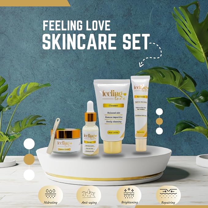 Introducing our exclusive Skincare Set: Cleanser, Serum, Essence Cream, and Eye Cream - Experience the Ultimate 4-Step Natural Beauty Routine for Achieving Radiant, Glowing Skin.-Velvo Beauty