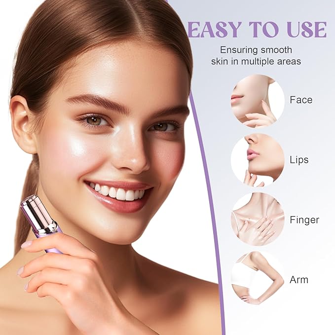 Battery Powered Facial Hair Remover for Women Lips, Chin, Neck, and Cheeks - Gentle and Pain with 2-pc Replacement Heads (Battery is not Included)-Velvo Beauty