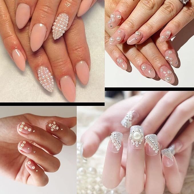 Flat Back Rhinestone+Half Round Pearl Kits Colorful Rhinestones+Beige Pearls With Picker Pencil And Tweezer For Home DIY And Professional Use-Velvo Beauty