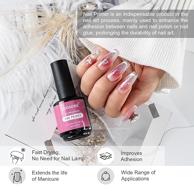 JODSONE 4 Bottles of 15ML Nail Primer Base Coat Top Coat and Builder Gel Which Helps Better Fit the Gel Polish-Velvo Beauty