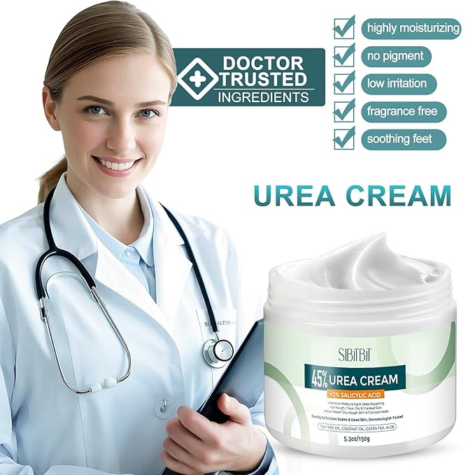 Urea Cream 45% for Feet with Maximum Strength Moisturizing, with 2% Salicylic Acid, for Dry and Cracked Heel, Foot, Elbows, Dead Skin Calluses Remover, 5.29 OZ, Foot File, Foot Mask Cover (10 pairs)-Velvo Beauty