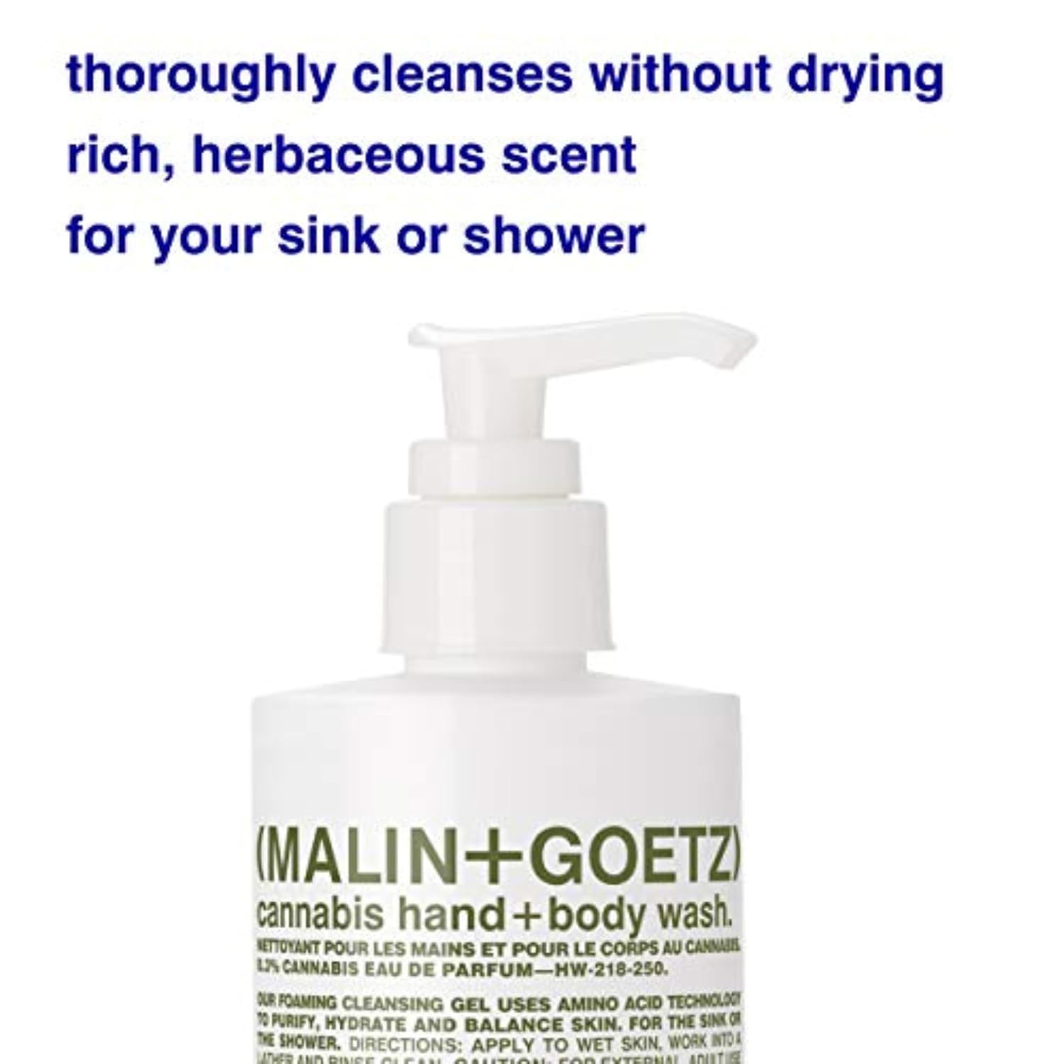 MALIN+GOETZ Cannabis Hand and Body Wash, White, 8.45 Fl Oz (Pack of 1)-Velvo Beauty