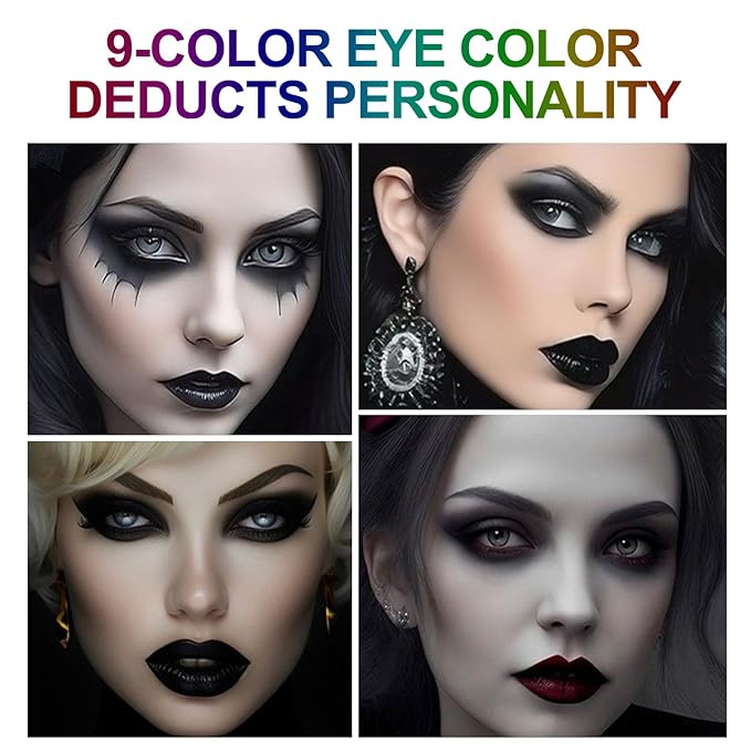 Erinde 9 Color Smokey Eyeshadow Palette, Highly Pigmented Matte & Glitter Shades,Black Silver Gray Eye Shadow Set for Halloween Makeup, Long-Lasting, Waterproof & Blendable, Reversal Star Smokey-Velvo Beauty