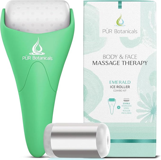 Ice Roller for Face & Eye Puffiness Relief 2 in 1 Set - Therapeutic Facial Massager for Beauty - Cooling Face Rollers for Women - Tone & Tighten Your Damaged Skin - Reduce Wrinkles-Velvo Beauty