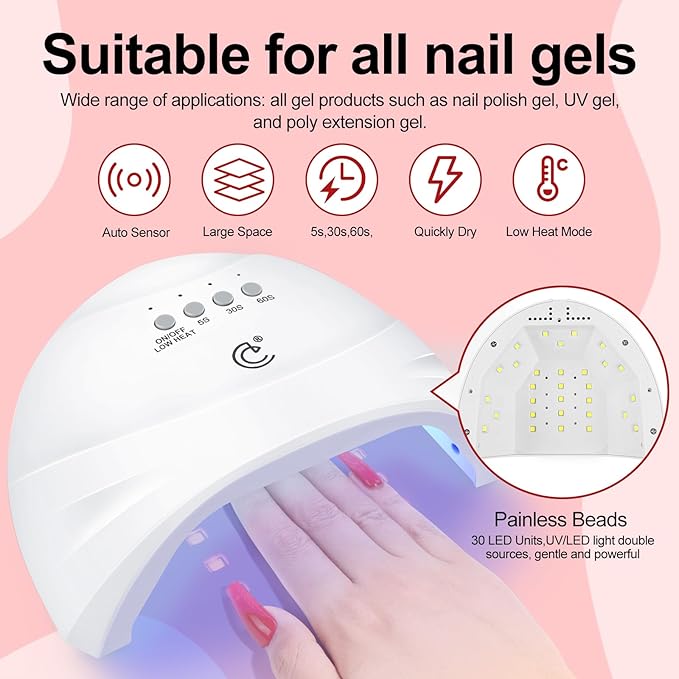 53PCS Gel Nail Polish Kit with U V light and Drill Starter Kit, 35 Colors Gel Polish Set 5pcs Top Base Coat Spring Summer Neutral Colors Professional Nail Lamp Gel Manicure Kit Gifts for Women-Velvo Beauty