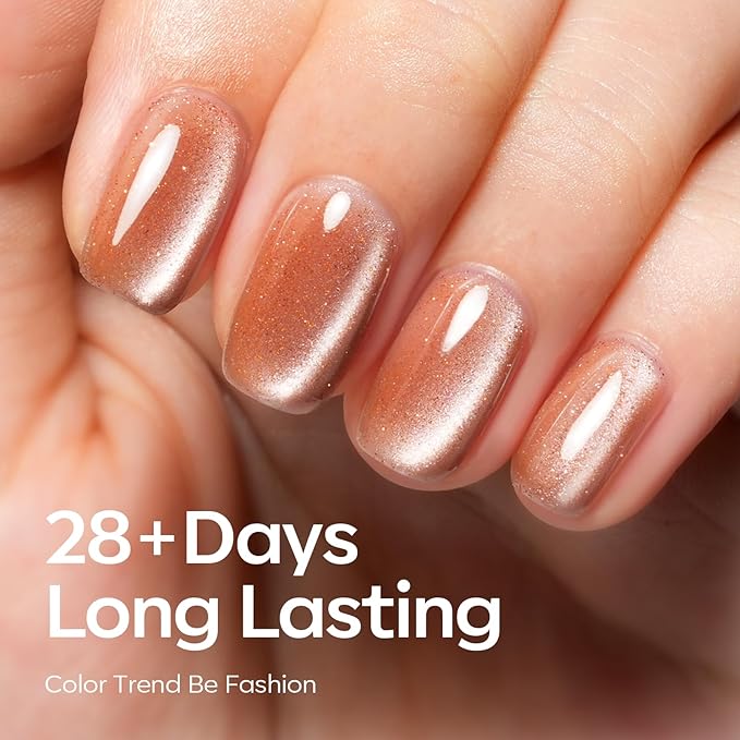 modelones Cat Eye Gel Nail Polish, 6 Colors Nude Gel Polish Pink Glitter Brown with Magnet Sparkle Galaxy Series Nail Polish Kit Soak Off Led Nail Art Manicure Salon DIY Gifts-Velvo Beauty