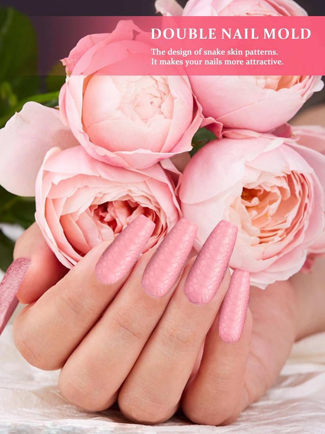 EBANKU Dual Forms for Poly Extension Gel, Poly Nail Forms Molds Stiletto Oval Nail Extension Tips for Gel Manicure Nail Art Design Salon&DIY-120PCS 3D Snake Pattern-Velvo Beauty