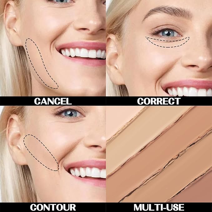 5 In 1 Multi-Use Correcting Concealer Palette,Waterproof Long Lasting Contour Palette,Professional Creamy Concealer Kit for Women,Easy to Create Full Coverage and Natural Finish.#2-Velvo Beauty
