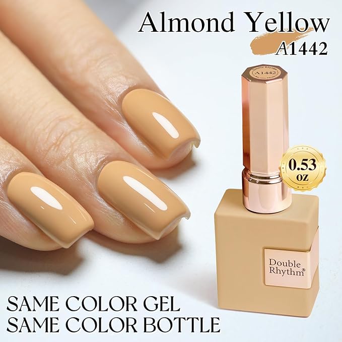 Double Rhythm 0.50 OZ Nude Gel Polish Same Color Same Bottle Sheer Pastel Neutral Natural Milky 15 ML Jelly UV Nail Art DIY at Home (Earth Beige-A1442)-Velvo Beauty