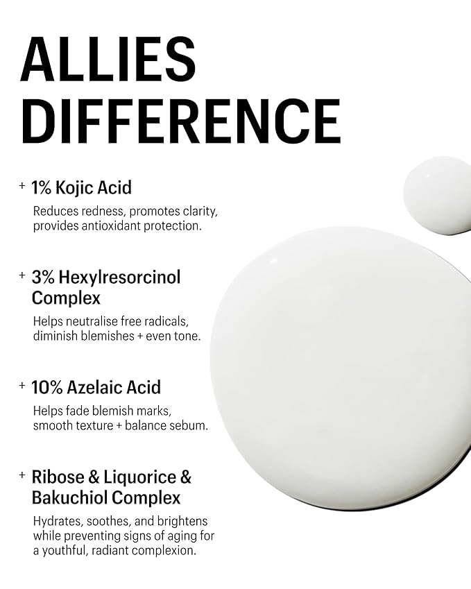 Allies of Skin Azelaic & Kojic Clarifying Face Serum | Clinically Proven for Acne & Blemish Prone Skin |10% Azelaic Acid Treats Pigmentation and Redness | Targets Pores & Uneven Skin Texture (1 Fl oz)-Velvo Beauty