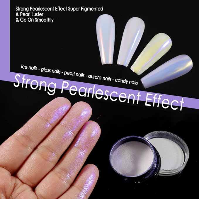 Allstarry Chrome Nail Powder 4 Colors Iridescent Aurora Powder Metallic Mirror Effect Pigment Pearlescent Purple Mermaid Unicorn Glitter for Nail Art Manicure Decoration Home DIY Salon-Velvo Beauty