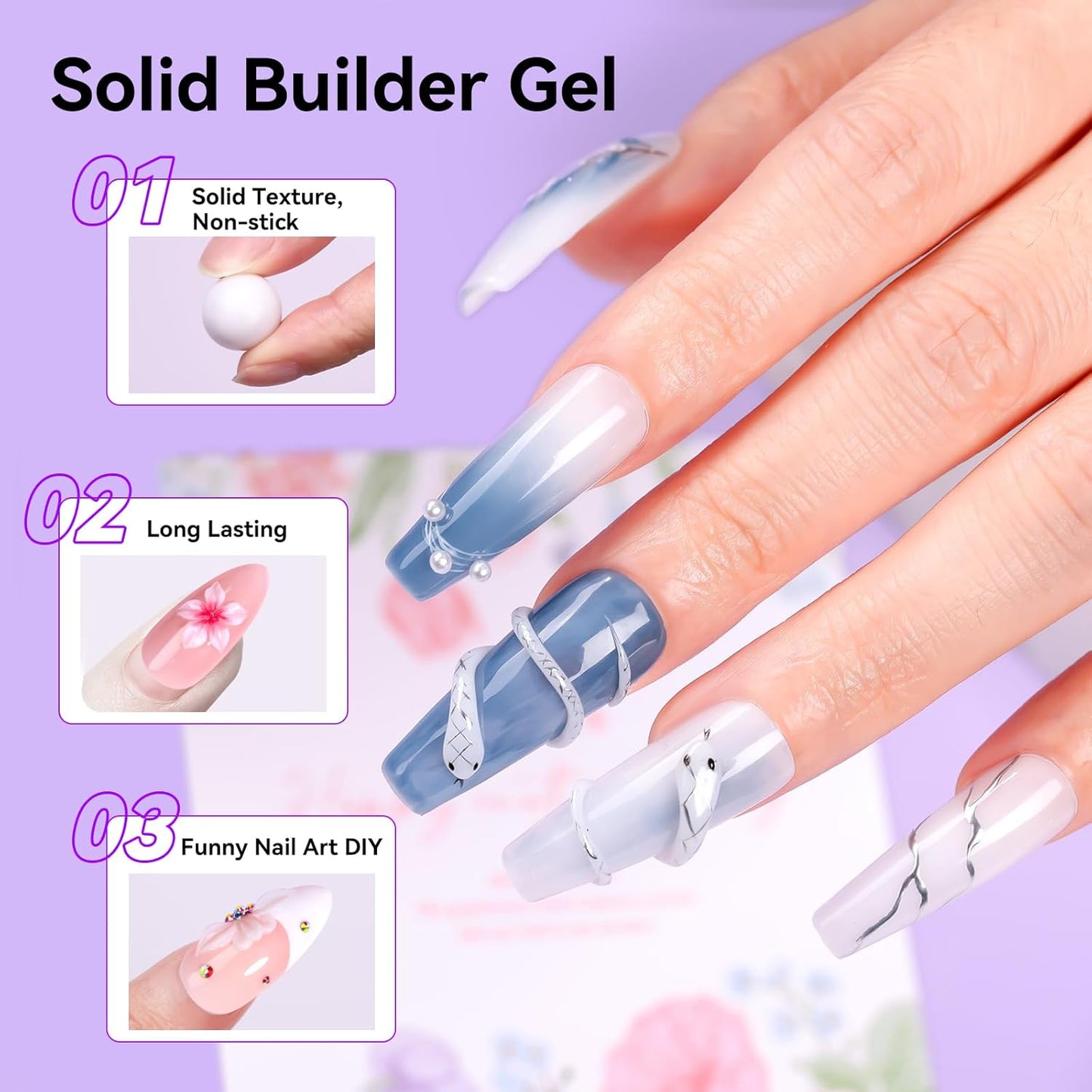 Makartt 3D Gel Nail Art: 4-in-1 Solid Builder Nail Gel White Non-sticky Hands for Extension, 15ML UV Glue for Acrylic Tips, 3D Nails Gels Sculpture Gels for Nails Art Salon Home DIY 2PCS 15ml-Velvo Beauty