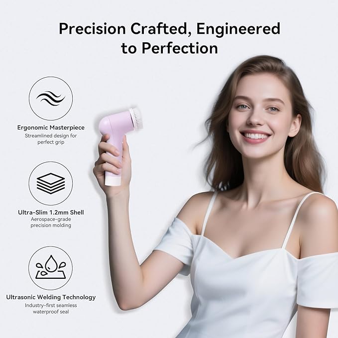 Electric Facial Cleansing Brush - Rechargeable Silicone Face Scrubber exfoliator,Face Pore Cleansing Brush,3 Speeds,Waterproof, Exfoliating & Massage,for Women & Men.for Face Skin Issues,Purple-Velvo Beauty