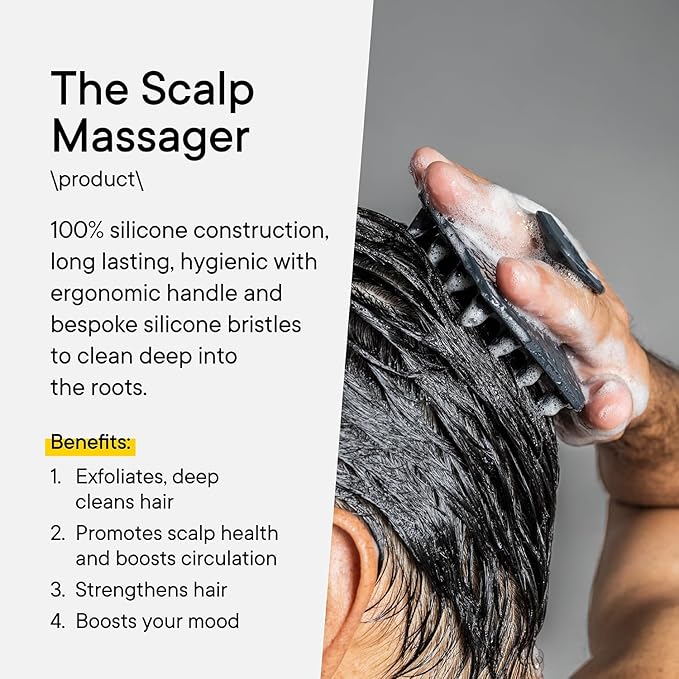 TOOLETRIES Scalp Scrubber - Silicone Exfoliating Hair Scrubber for Men, Bath & Shower Accessories - Durable Scalp Massager That Boosts Circulations & Strengthens Hair - Charcoal-Velvo Beauty