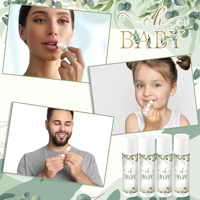 40 Pieces Lip Balm Bulk Baby Shower Jasmine Lip Balm Favors Floral Moisturizing Lip Balm for Women Children Men Girl kids Gender Reveal Favors Gift Baskets (Leaves)-Velvo Beauty