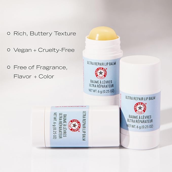 First Aid Beauty Ultra Repair Lip Balm – Instantly Hydrates to Leave Lips Soft, Supple + Plump – Concentrated Formula of Botanical Oils, Butters + Waxes – Three Pack, 3 * 0.25 oz-Velvo Beauty