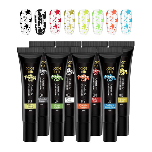 8 Colors Nail Stamping Polish Gels for Nail Stamp Print Polish Stamper DIY Nail Art Stamping Manicure-Velvo Beauty