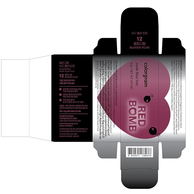 COLORGRAM NUDE BLUR TINT 12 BLOODY PLUM | Soft Velvet Matte Liquid Lipstick & Cheek Tint | Lightweight Blurring Tint for a Smooth & Airbrushed Finish | Long-Lasting & Non-Sticky Formula-Velvo Beauty