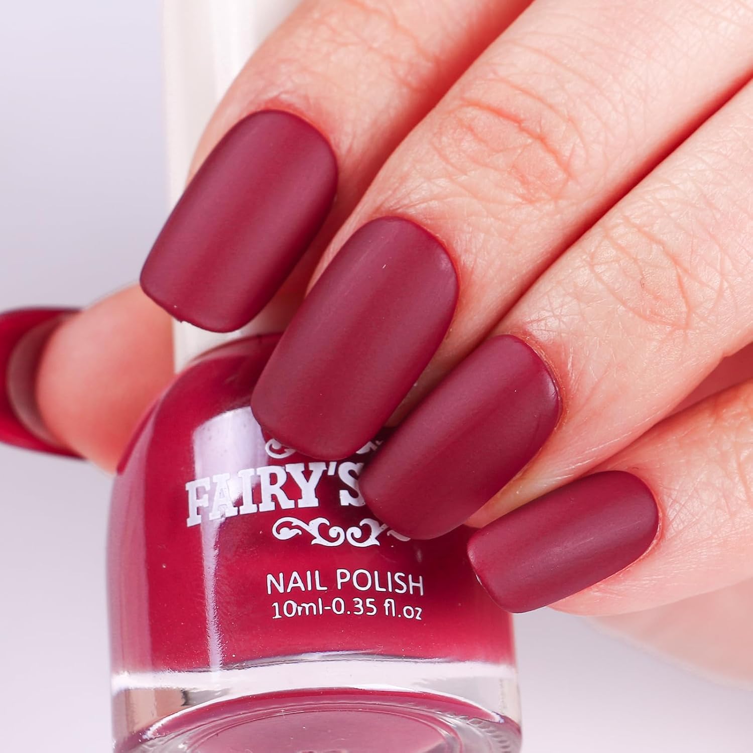 Matte Nail Polish Air Dry Nail Lacquer for Nail Art Varnish, Mist Effect Matte Finish Velvet Nail Polish, 0.35 fl oz (Wine Red-04, 10 ML)-Velvo Beauty