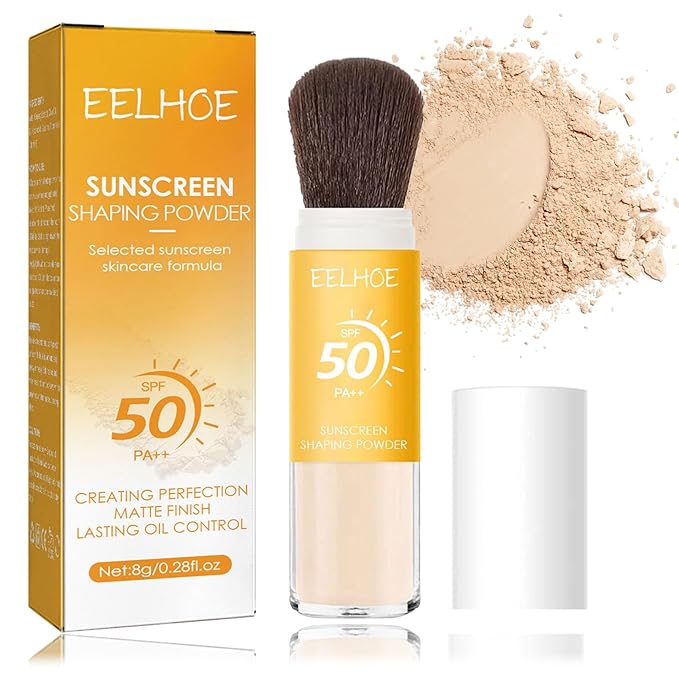 Mineral Sunscreen Setting Powder, SPF 50, Translucent Mineral Brush Powder, Long-Lasting Lightweight Breathable, Natural Matte Finish, Oil Control for All Skin Types-Velvo Beauty
