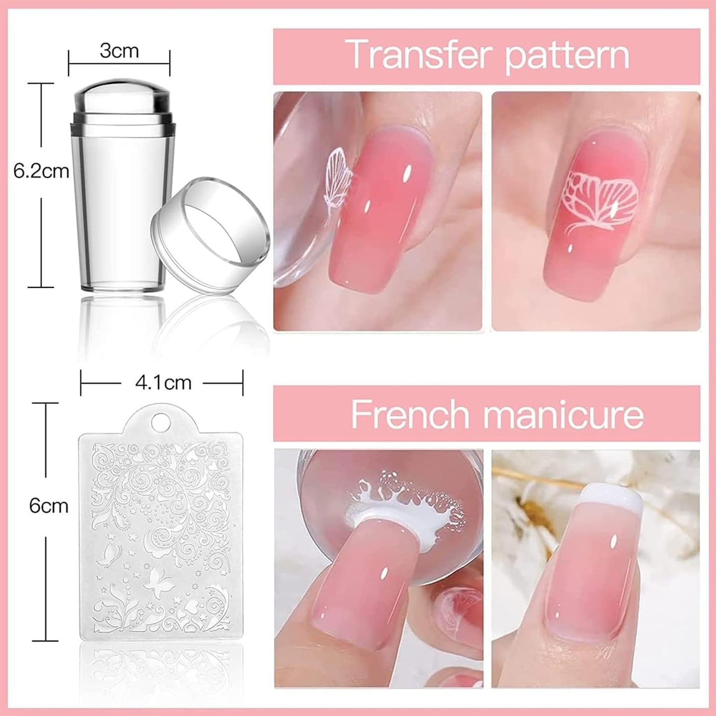 Biutee Nail Art Stamping Plates Set 10PCS French Line Stamp Templates, Nail Stamping Kit with Silicone Nail Stamper for DIY Print Manicure Salon Design Gift In Home-Velvo Beauty